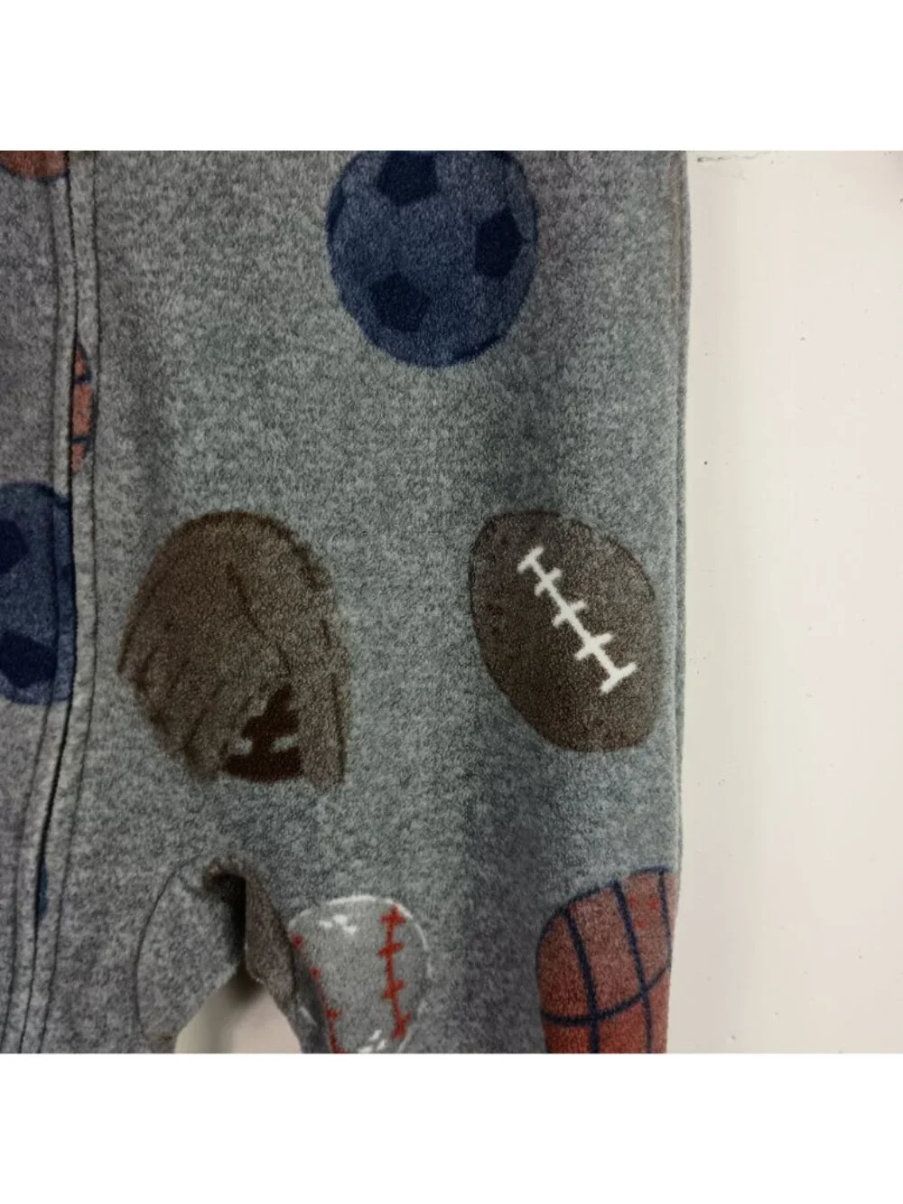 Carters Sports Print Fleece Footed Pajamas Baby 24M Gray Sleeper Fall Winter Zip